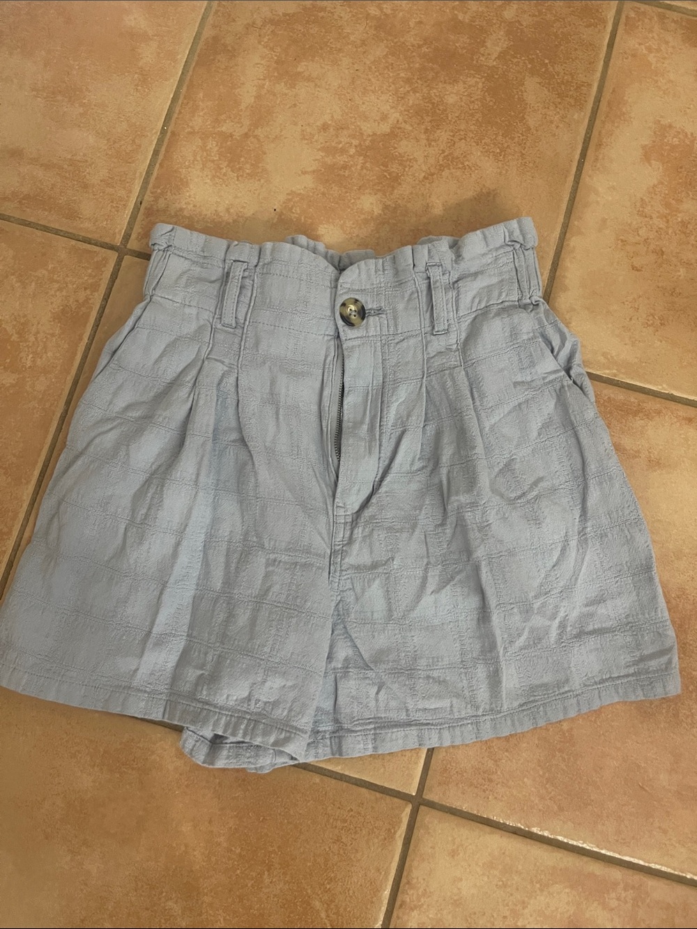 Good Luck Gem Light Blue High Waist Paperbag Shorts